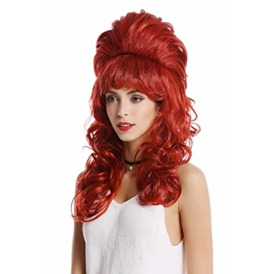 Image of Wig ME UP GF W2418 137 Quality Lady Baroque 60s Beehive Retro Bun curly long fiery red Pop Singer