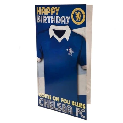 Image of Chelsea FC Birthday Card, Blue Gold White, 22 cm x 12