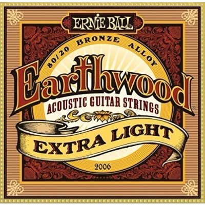 Image of Ernie Ball Earthwood 80/20 Bronze Alloy Extra Light Acoustic Guitar Strings 10 50 Includes 6 Free Plectrums