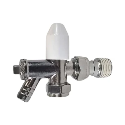 Image of Wärmer System 15mm x 1/2 Angled Radiator Valve, Lockshield Valve with Drain Off (Angled Valve)