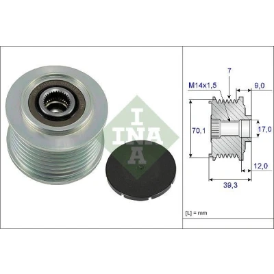 Image of 31100RBDE02, 31100RSRE01, 31141RBDE02 Freewheel Clutch INA 535 0214 10 39,3mm Requires special tools for mounting HONDA: Accord 7 Limousine