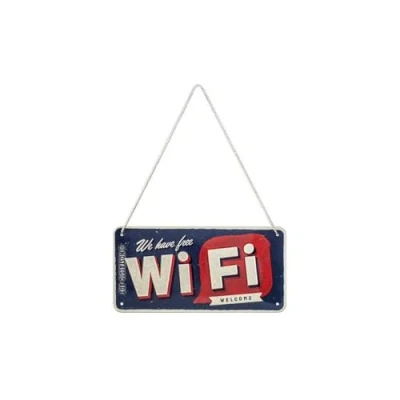 Image of Nostalgic Art Retro Hanging Sign Wi Fi Gift Idea for Fans of Nostalgia, Metal Plaque, Vintage Design Decoration, 10 x 20 cm