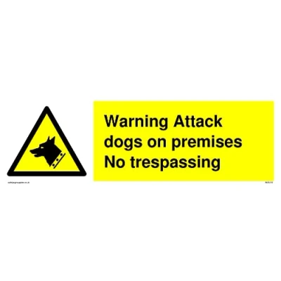 Image of Pack of five guard dog in warning triangle Sign 300x100mm L31