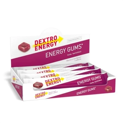 Image of Dextro Energy Gums Blackcurrant + Caffeine Pocket Size on the Go For active lifestyle Great taste Vegan 8 x 45 g