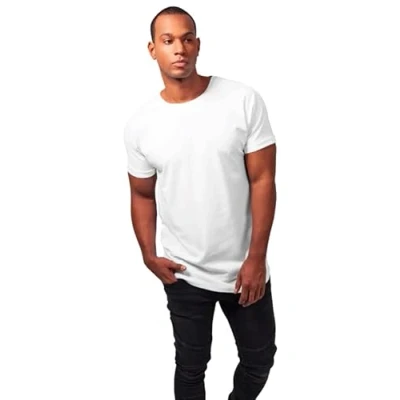 Image of Urban Classics Shaped Turnup Basic Tshirt, Men&#039;s, Size: 5XL, White