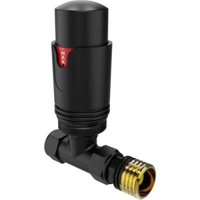 Image of WarmeHaus 15mm Straight Chrome Thermostatic Radiator Valve Black