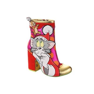 Image of Irregular Choice Stack of Presents Tom &amp; Jerry Womens Boots, Red/Gold A, EUR 40 (UK 6.5)