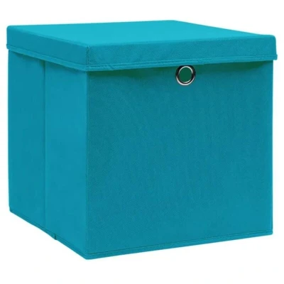 Image of vidaXL Storage Boxes with Covers 4 pcs 28x28x28 cm Baby Blue