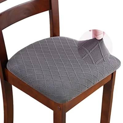 Image of ZHILING Stretch Chair Seat Covers for Dining Room Set of 4, Elastic Protector Cover Removable Washable Slipcovers with Ties