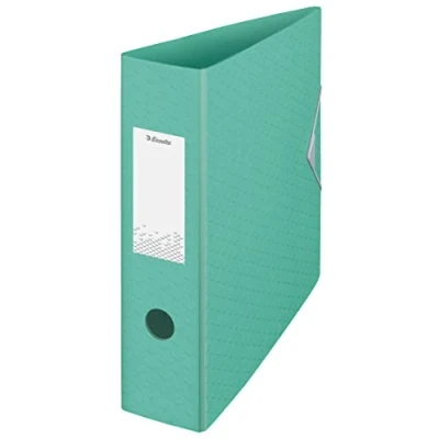 Image of Esselte Lever Arch File, 500 Sheet Capacity, 82mm Spine, Lightweight A4 Folder, Home/Office Use, Embossed Pattern, Colour&#039;Breeze Range, Green, 626218