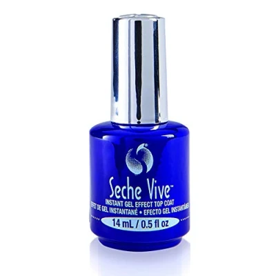 Image of Seche Vive Instant Gel Effect Top Coat Clear Nail Varnish for Glossy Finish Fast Drying Polish &amp; Durable Long Lasting Shine No UV/LED Lamp Needed 14 ml