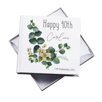 Image of Personalised Any Age Birthday Photo album with Eucalyptus Design 18th, 21st, 30th, 40th, 50th, 60th