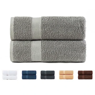 Image of Todocama Set of 2 Shower Towels, 100% Cotton 550 gsm Extra Soft, Highly Absorbent and Quick Drying, 70 x 140 cm, Light Grey