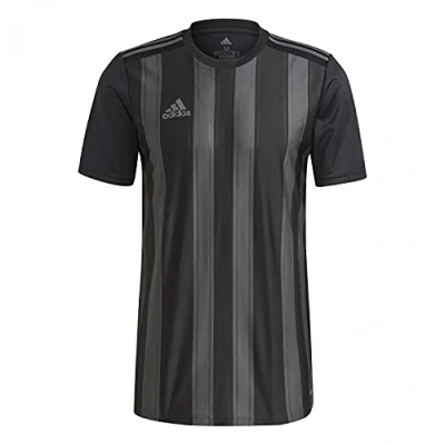 Image of Adidas GN7625 Striped 21 JSY T Shirt Mens Black/Team Dark Grey S