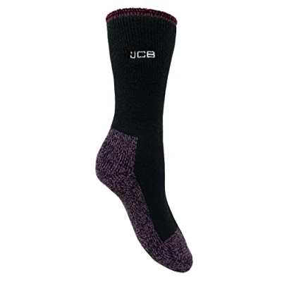 Image of JCB Ladies Thermasock Work Socks 1 pack Black UK 4 7, EUR 37 41 Womens Thick Thermal Winter Warm