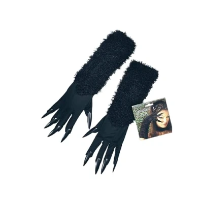 Image of Bristol Novelty BA860 Cat Gloves with Claws, Womens, Black, One Size