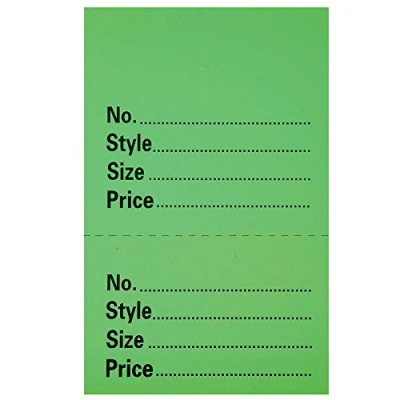 Image of 1000 UNSTRUNG Green Perforated Clothes/Garment Reference Stock Ticket/Tags/Labels P