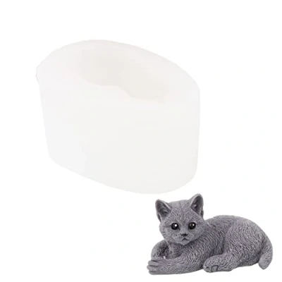 Image of JS MOLD Silicone Mould Animals 3D, Cat Shape Soap Mould, Animal Casting Moulds, Dog Candle Epoxy Resin Moulds for Cakes, Soaps, Fondant, Cake Decoration (2#)