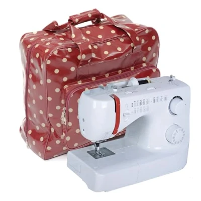 Image of Hobby Gift MRB.003 PVC Sewing Machine Bag Polka, Cotton, Burgandy, 44x19x37 cm, Burgundy