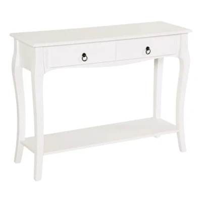 Image of HOMCOM Console Table Modern Sofa Side Desk with Storage Shelves Drawers for Living Room Entryway Bedroom Ivory White