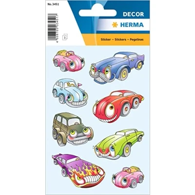 Image of HERMA 3451 Stickers for Children, Cars I (24 Stickers, Paper, Matte) Self Adhesive, Permanent Adhesive Motif Labels Girls and Boys, Colourful
