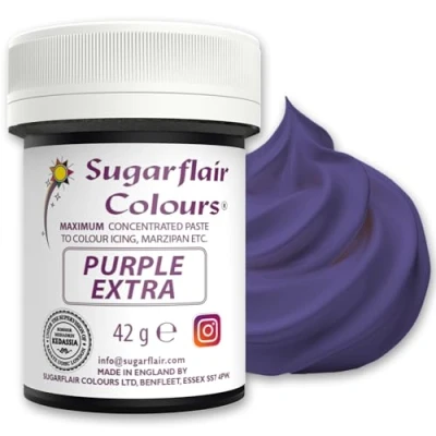 Image of Sugarflair Purple Extra Food Colouring Paste, Maximum Concentrated for Buttercream, Sugar Royal Icing, Cake Mixes and More! Vibrant Colour Dye 42g