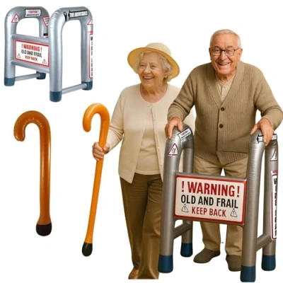 Image of FNA Fashions® 35 Inflatable Blow Up Walking Stick &amp; Printed Zimmer Frame Party Jokes Novelty Dress