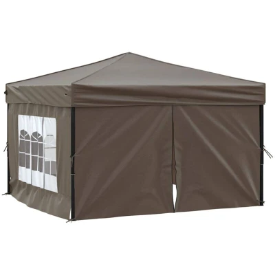 Image of vidaXL Folding Party Tent with Sidewalls Taupe 3x3 m