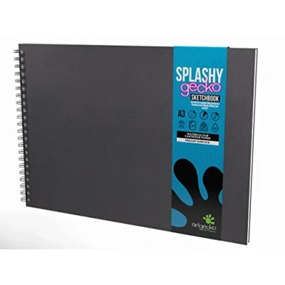 Image of Artgecko 300gsm Watercolour Sketch Book A3 Landscape 40 Pages (20 Sheets) White Cartridge Paper