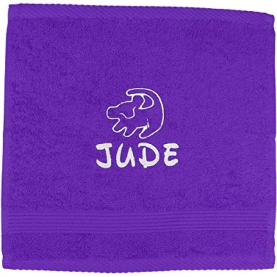Image of TeddyTs Personalised Lion Face Cloth Flannel (Purple)