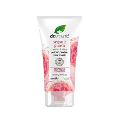 Image of Dr Organic Guava Hair Mask, Vitamin C, Coloured Hair, Mens, Womens, Natural, Vegan, Cruelty Free, Paraben &amp; SLS Organic, 150ml, Packaging may vary