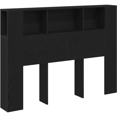Image of vidaXL Black Oak Headboard Cabinet 140x19x104.5 cm Made from Engineered Wood