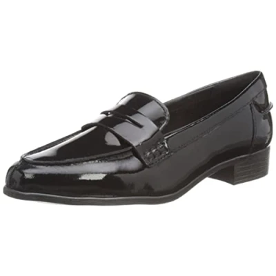 Image of Clarks Women&#039;s Hamble Driving Style Loafer, Black Pat I, 4.5 UK