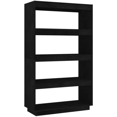 Image of vidaXL Book Cabinet/Room Divider Black 80x35x135 cm Solid Pinewood