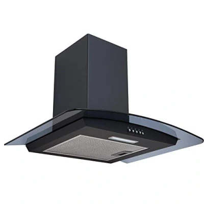 Image of SIA CGHS60BL 60cm Curved Black Glass Cooker Hood Kitchen Extractor Fan