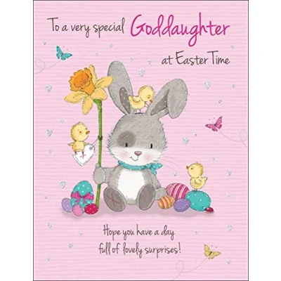 Image of Piccadilly Greetings Traditional Easter Card Goddaughter 8 x 6 inches,Pink