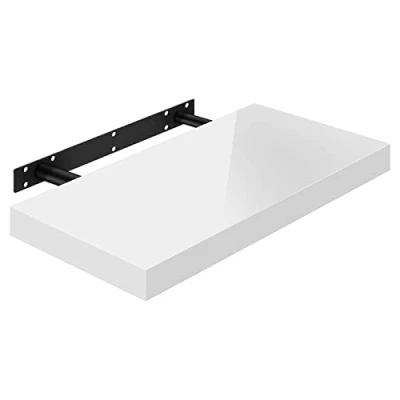 Image of WOLTU High Gloss Floating Shelves,Wall Shelf,CD DVD Storage Corner Shelf, Premium Wooden Shelves for Bedroom LivingRoom kitchen 40x22.9x3.8cm, White, RG9476ws