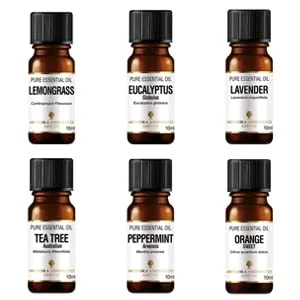 Image of Amphora Aromatics TOP 6 Essential Oil Set, 10ml Pure Oils, Lavender, Eucalyptus, Sweet Orange, Peppermint, Lemongrass &amp; Tea Tree.
