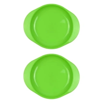 Image of Green Pack of 2 Toddler Feeding Plates Baby Food Microwave Dishwasher Safe