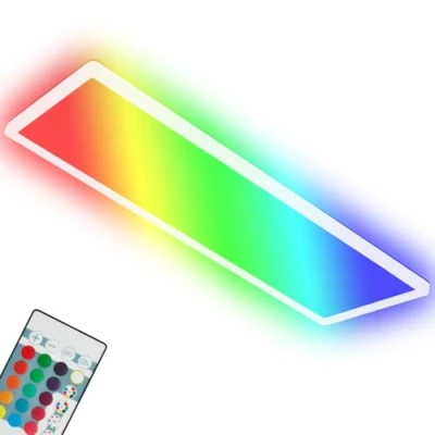 Image of BRILONER Leuchten 7404 016 Ultra Flat Ceiling Light RGBW, LED with Backlight, Neutral White, Panel, Colour Changing, Dimmable, Remote Control, White