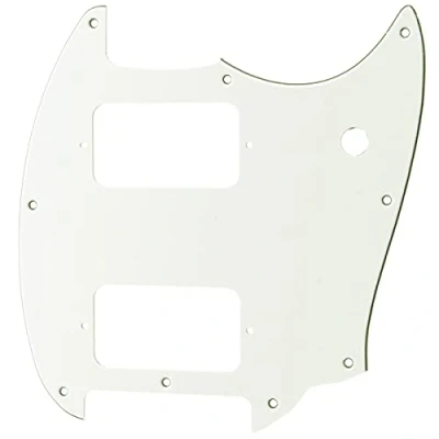 Image of Musiclily Pro 9 Holes Round Corner HH Guitar Pickguard 2 Humbuckers for Squier Bullet Series Mustang Electric Guitar, 3Ply White