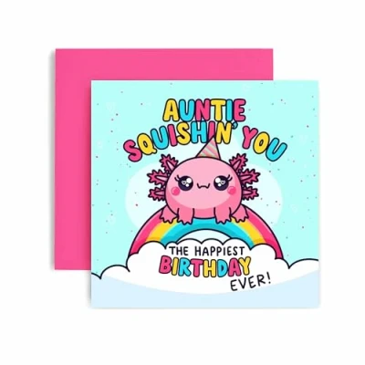 Image of Huxters Auntie Happy Birthday Card for Axolotl Gift Her 14.8cm (Axolotl Auntie)