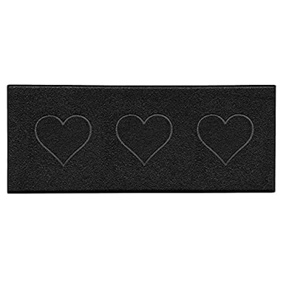 Image of Nicoman Heart Motif Embossed Shape Entrance Runner Door Mat Dirt Trapper Washable Barrier Doormat Watertight Indoor or Outdoor (Runner, Black, 150 x 60cm)