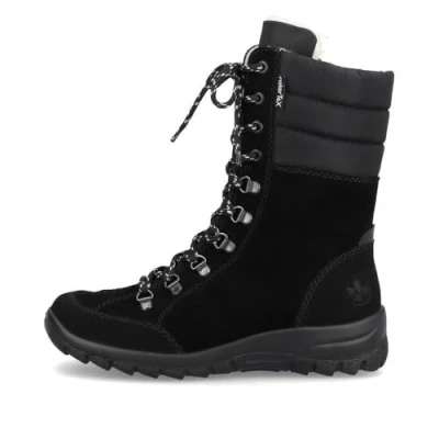 Image of Rieker L7101 black suede lace, zip boot with cosy lining RiekerTex (Black, UK Footwear Size System, Adult, Women, Numeric, Medium, 6.5)