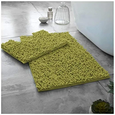 Image of GC GAVENO CAVAILIA Super Absorbent Loop Bath Mat Non Slip, Pedestal For Toilet, Mats bathroom, Green, Regular