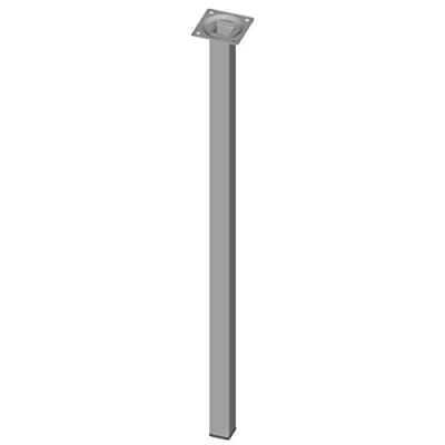 Image of Element System 18133 00309 600 mm Length 25 x Diameter Square Steel Pipe Furniture Legs includes Screw Mounting Plate White Aluminium (4 Piece)