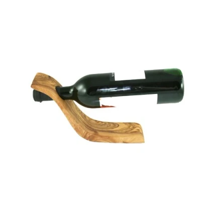 Image of D.O.M. Wine bottle holder &quot;Wave&quot; made of olive wood