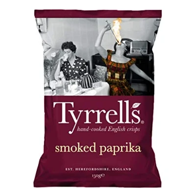 Image of Tyrrells Multipack English Hand Cooked Crisps, Flavoured Potato Snack, 12 x 150g Smoked Paprika