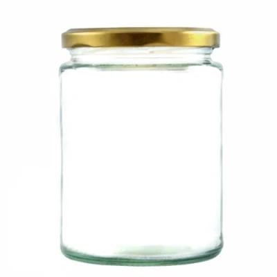 Image of 500ml Glass Food Jar with airtight Lid A Deluxe Jam for Marmalade, Honey and Home Preserves (Gold Lid, Pack of 50)