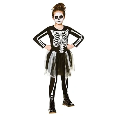 Image of Girls Skeleton Tutu Halloween Fancy Dress Costume (11 13 years)